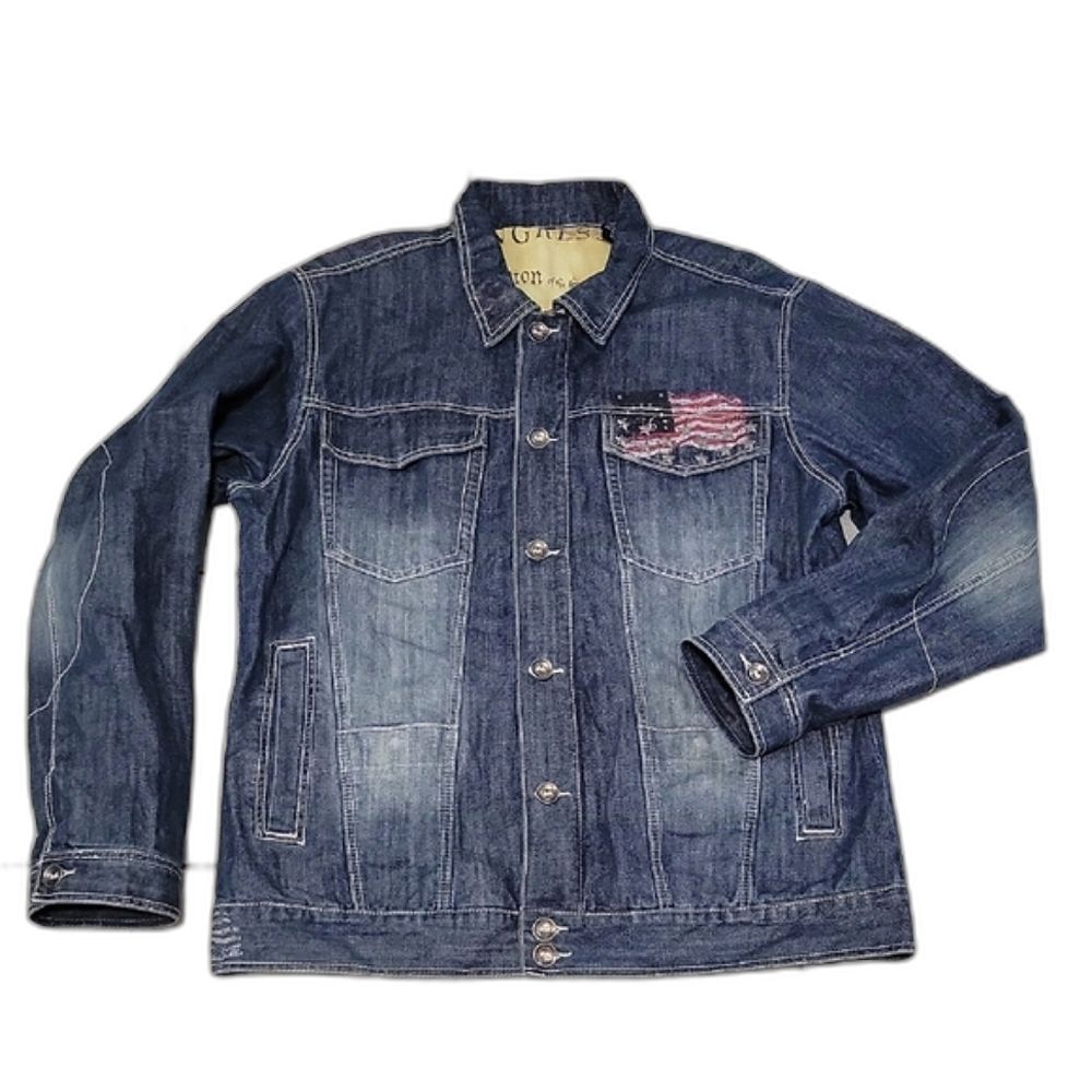 Marc Buchanan VTG Mens Denim Jean jacket Declaration 1776 Distressed Size 4XL